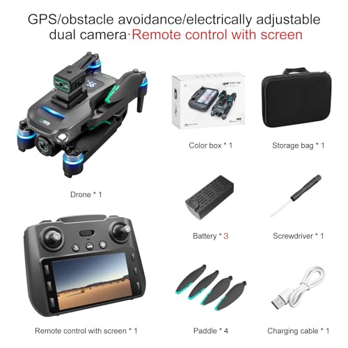 Drones with Camera for Adults 4K, GPS UHD Drone, 5G Remote Controller with Screen, One Key Return, Dual Camere, 3rd Gear Speed