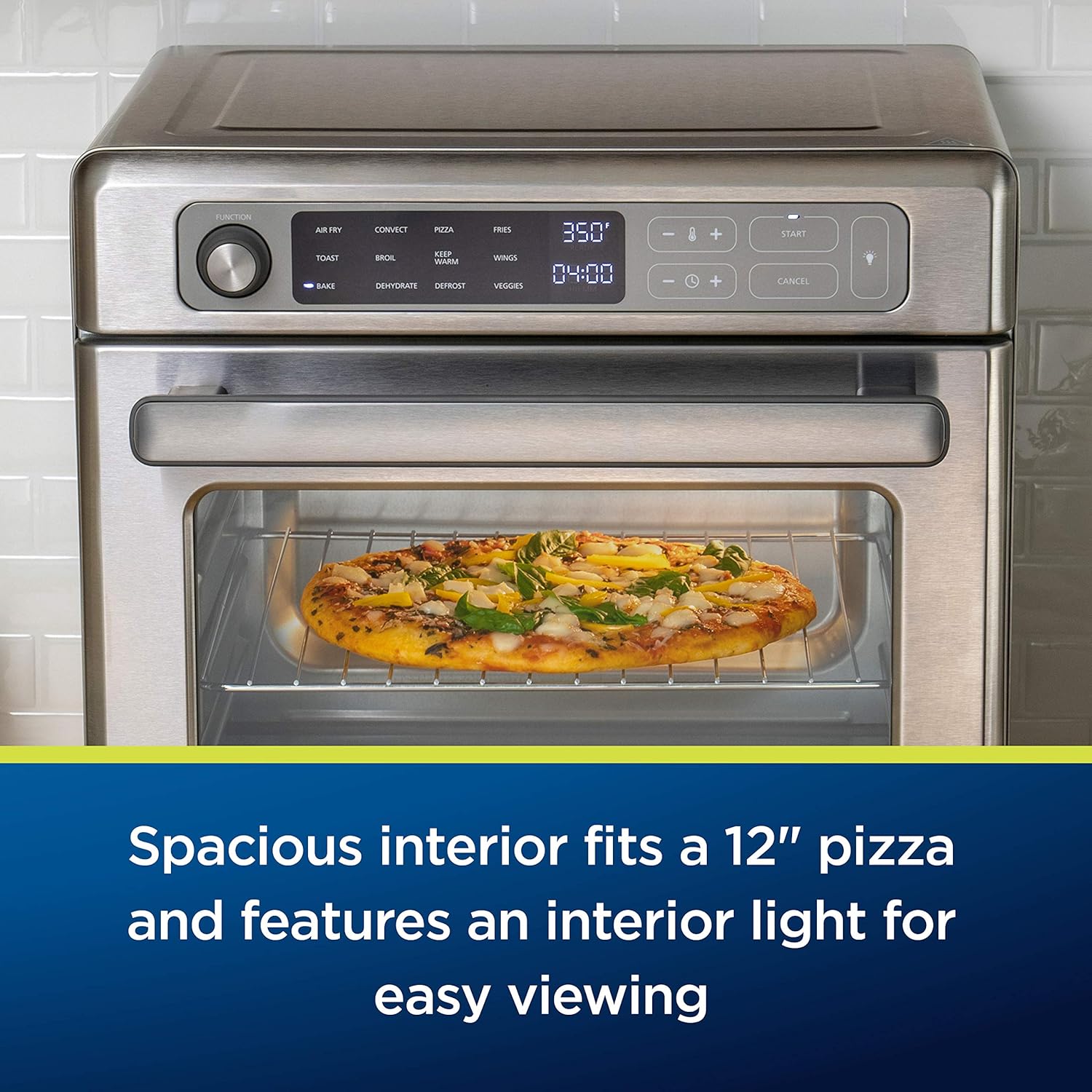 Oster Digital Air Fryer Oven with RapidCrisp, Stainless Steel, 12-Function Countertop Oven with Convection