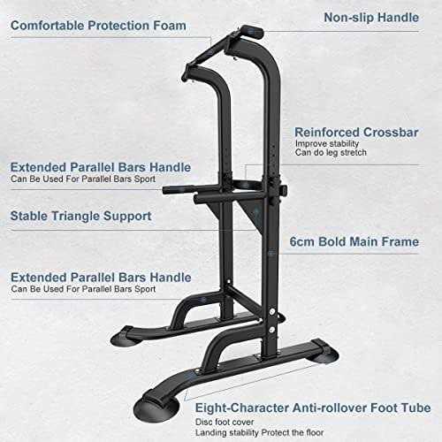Bounabay Power Tower Dip Station Pull Up Bar for Home Adjustable Height Multifunctional Home Strength Training Fitness Exercise Equipment