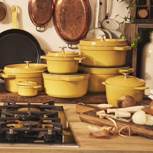 STAUB Cast Iron Dutch Oven 5.5-qt Round Cocotte, Made in France, Serves 5-6, Black Matte