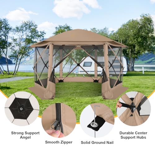 COBIZI 12x12ft Pop up Gazebo Screen Tent Screen House for Camping, Camping Outdoor Screened Gazebo, Canopy Tent