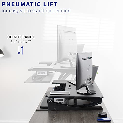 VIVO 36 inch Electric Height Adjustable Stand Up Desk Converter, VE Series, Sit to Stand Tabletop Dual Monitor Riser with USB Port, Black, DESK-V000VE