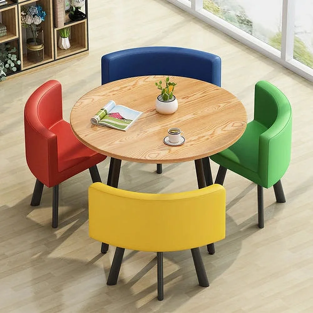 Dining Table Set 4 Chairs Office Reception Seat Suits Negotiation Table Casual Visitor Round Table Visitor Office Desk Chair Set