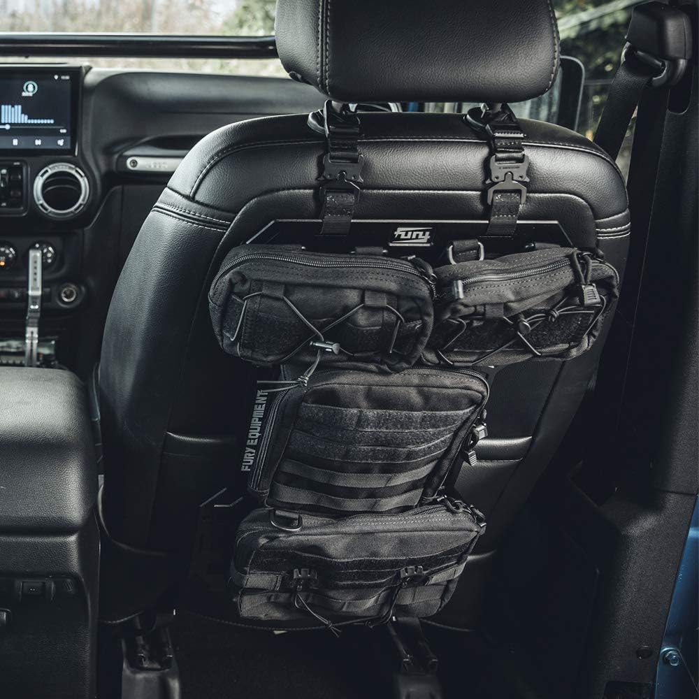 FURYENGRAVER Tactical Rigid MOLLE Insert Panel with 4 Organizer Storage Bag MOLLE Platform Solutions Modular Molle Tailgate Panel Vehicle MOLLE Seat