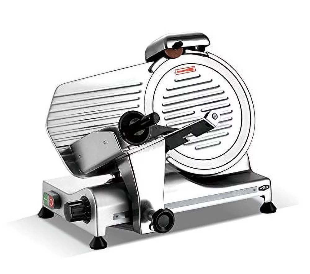 KWS Deluxe Commercial 320w Electric Meat Slicer 10" Triple Safety Locks + Anodized Aluminum Base with Stainless Steel Blade