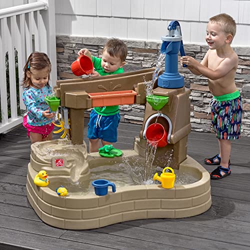 Step 2 Pump & Splash Discovery Pond Water Table, Kids Water Sensory Activity Pool, Summer Outdoor Toys, 10 Piece Toy Accessories