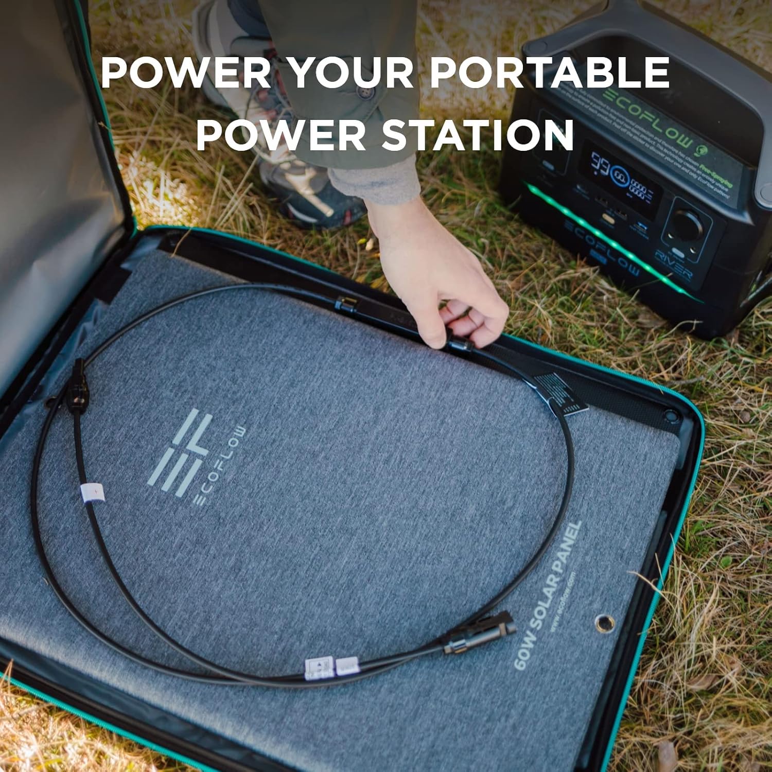 EF ECOFLOW 60W Foldable Solar Panel for Power Station, Portable Solar Charger with Adjustable Kickstand