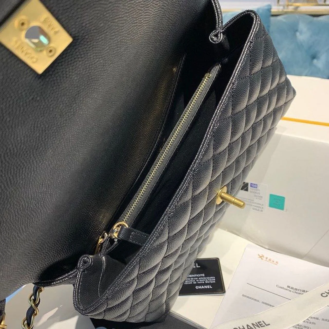 Chanel Large Flap Bag With Top Handle Black For Women, Womens Handbags, Shoulder And Crossbody Bags 11in/28cm A92991