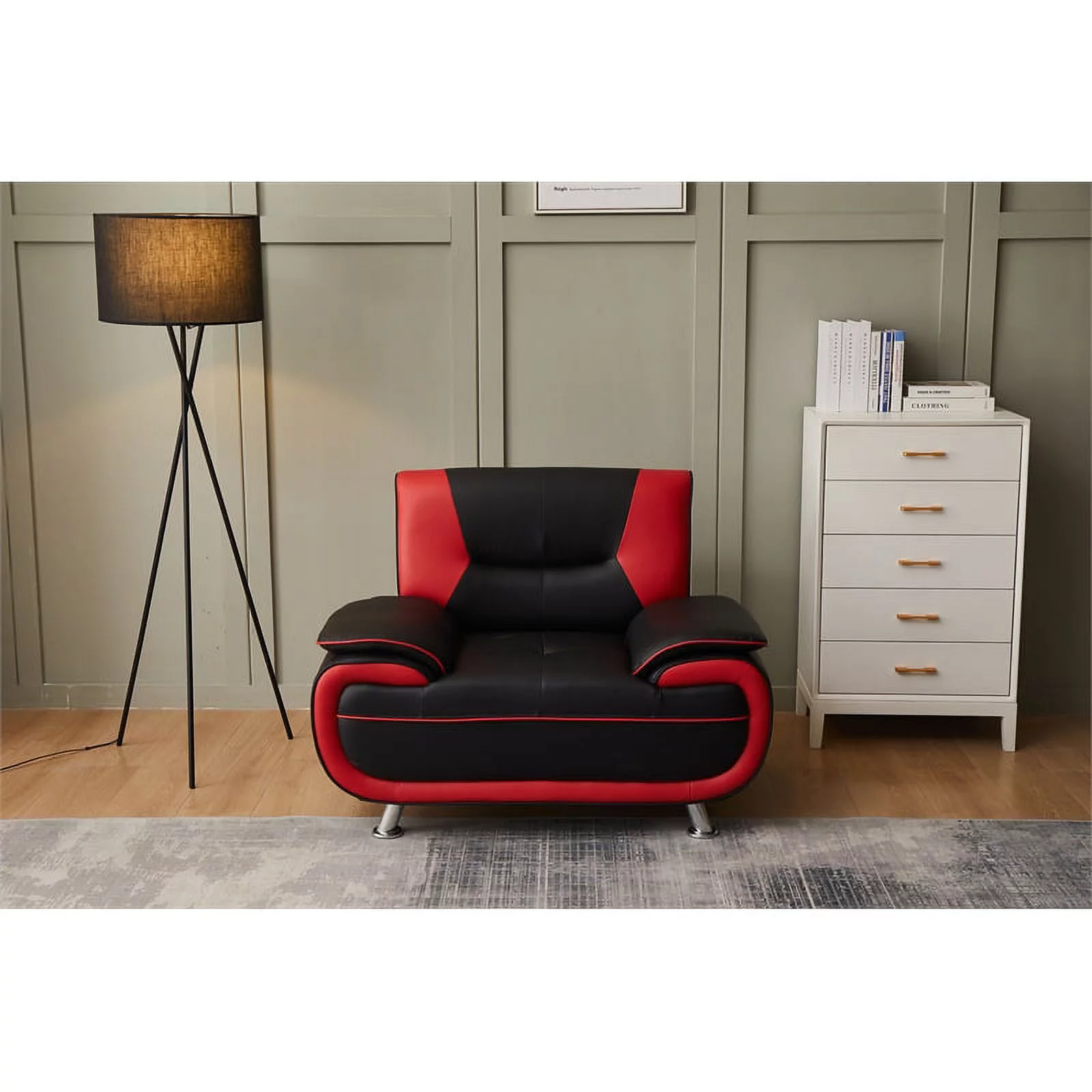 Kingway Furniture Lilian Faux Leather Livingroom Chair in BlackRed
