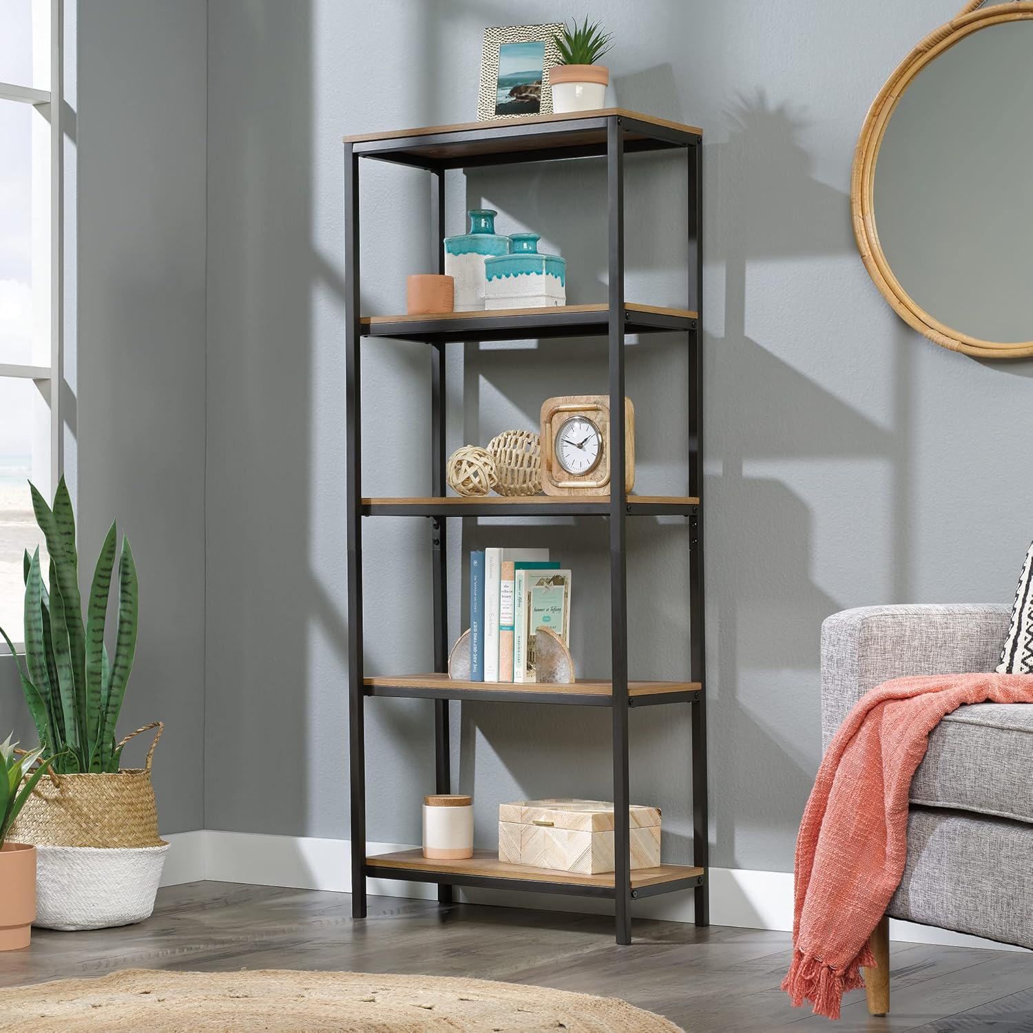 Sauder North Avenue Tall Bookcase, Sindoori Mango Finish