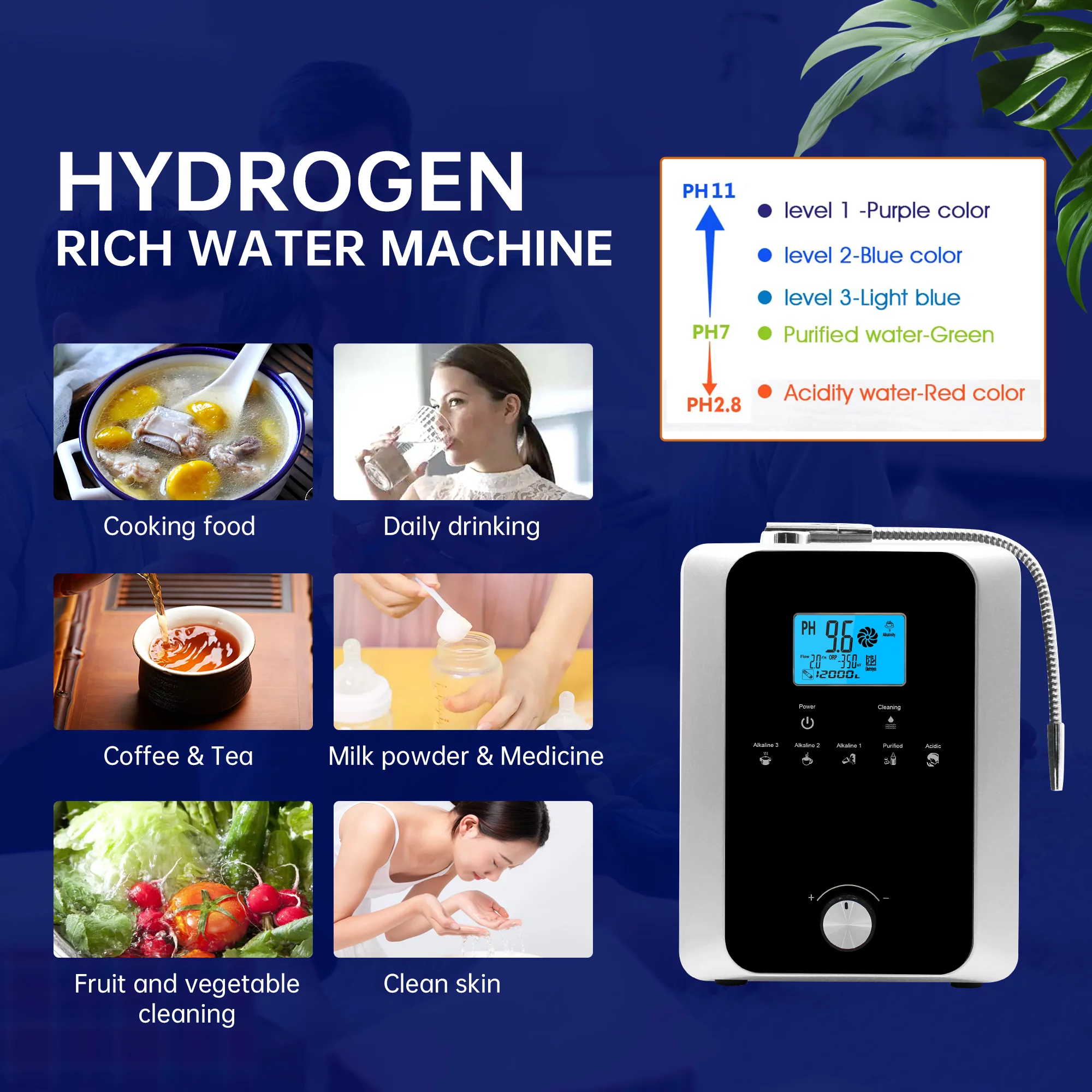 ALKA Water Ionizer and Water Purifier Machine,PH 3-11 Alkaline Acid Water Machine,Up to -800mV ORP, 12000 Liters per Filter,11 Plate Electrode
