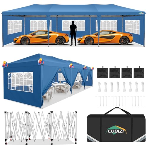 COBIZI 10x10 Pop up Canopy Tent Protable Canopy Tent with 4 Sidewalls Waterproof Commercial Instant Shelter for Parties, Wedding