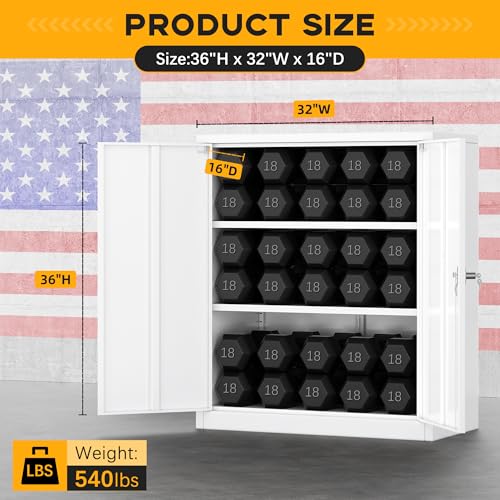 Greenvelly Metal Storage Cabinet, 72" Black Locking Storage Cabinets with Doors and 4 Shelves, Metal Cabinet for Garage Home Office, Classroom