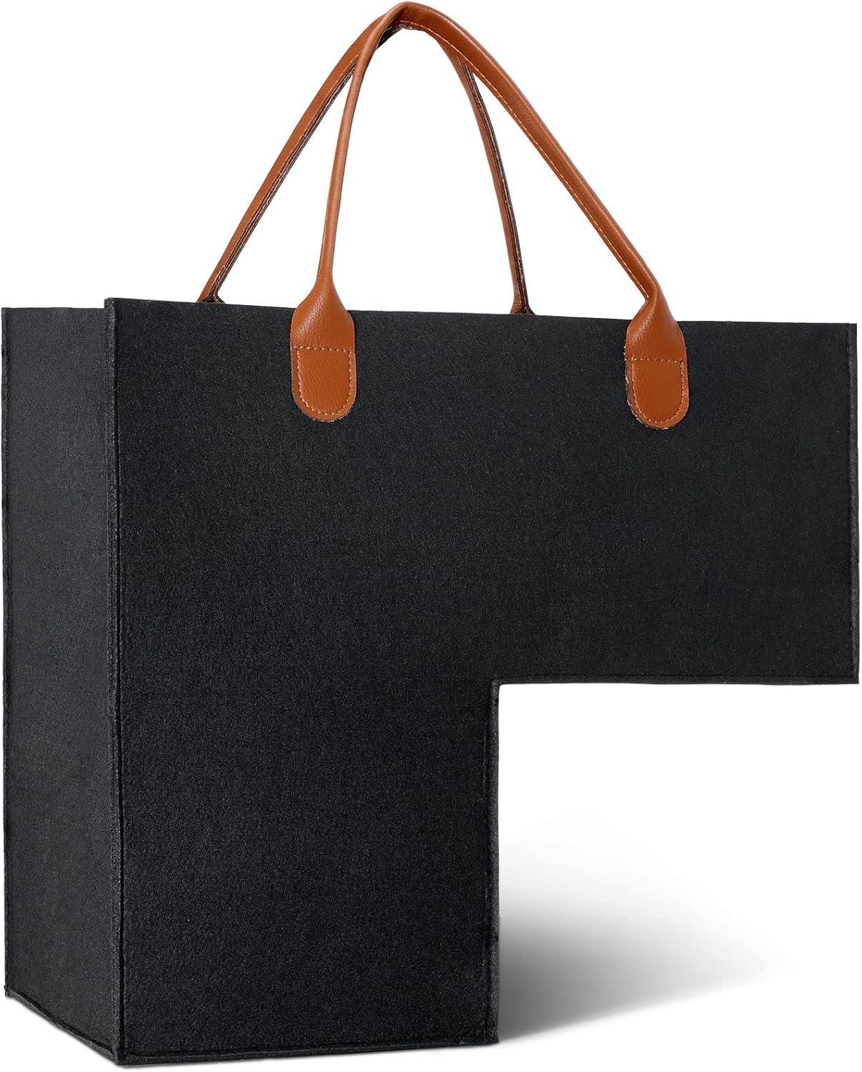 Stair Basket with Leather Handles Internal Support for 16 Inch Carpeted Stairs Organizer and Wooden Stairs Storage Felt Stair Step Storage Organizer