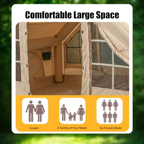 Inflatable Camping Tents with Hand Pump, Air Glamping Tents, Easy Setup Waterproof and Windproof Blow up Tent