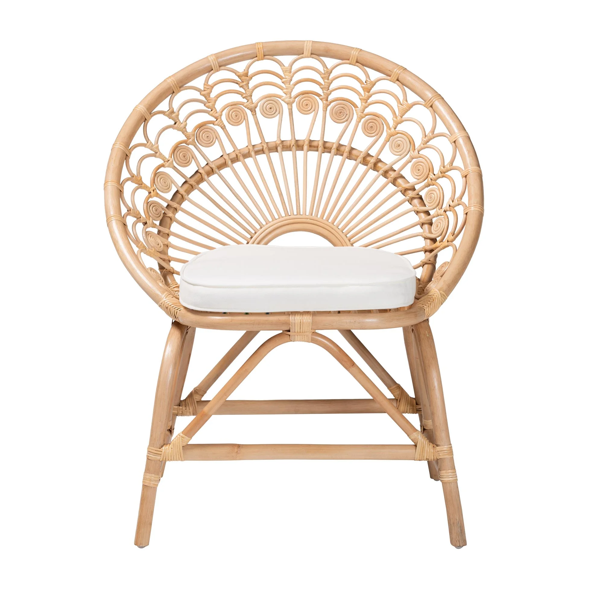 Baxton Studio Abriella Modern Bohemian Natural Brown Rattan Peacock Accent Chair - Radiant Selections