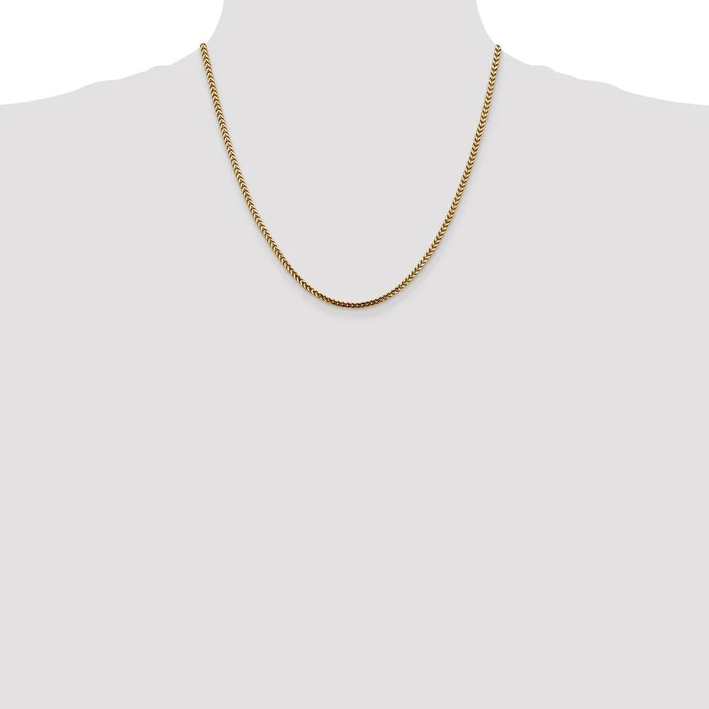 Real 14kt Yellow Gold 2.5mm Franco Chain; 20 inch; Lobster Clasp; for Adults and Teens; for Women and Men