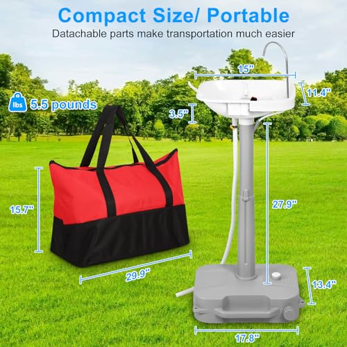 Automatic Portable Sink with Type-c Port, Electric Lightweight Camping Hand Washing Station, Wash Basin with 18L Bottom Water Tank, Soap Dispenser