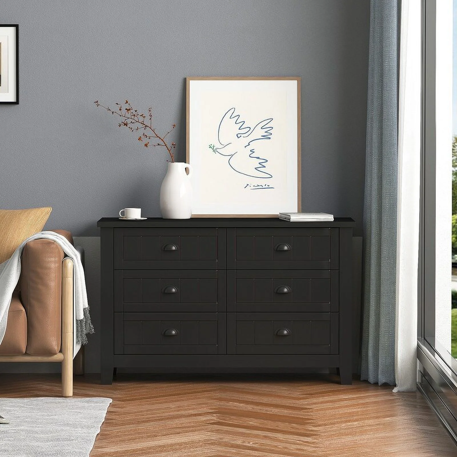 D&N Furniture Drawer Dresser BAR CABINET side cabinet,buffet sideboard,buffet service counter, solid wood frame