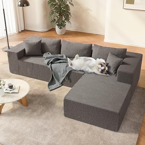 104" Sectional Couches for Living Room, Modular Sectional Sofa with Deep Seat, L-Shape Couch with Chaise, Cloud Couch for Living Room Bedroom