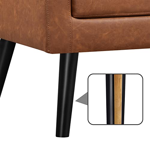 Yaheetech Mid-Century Accent Chairs, PU Leather Modern Upholstered Living Room Chair