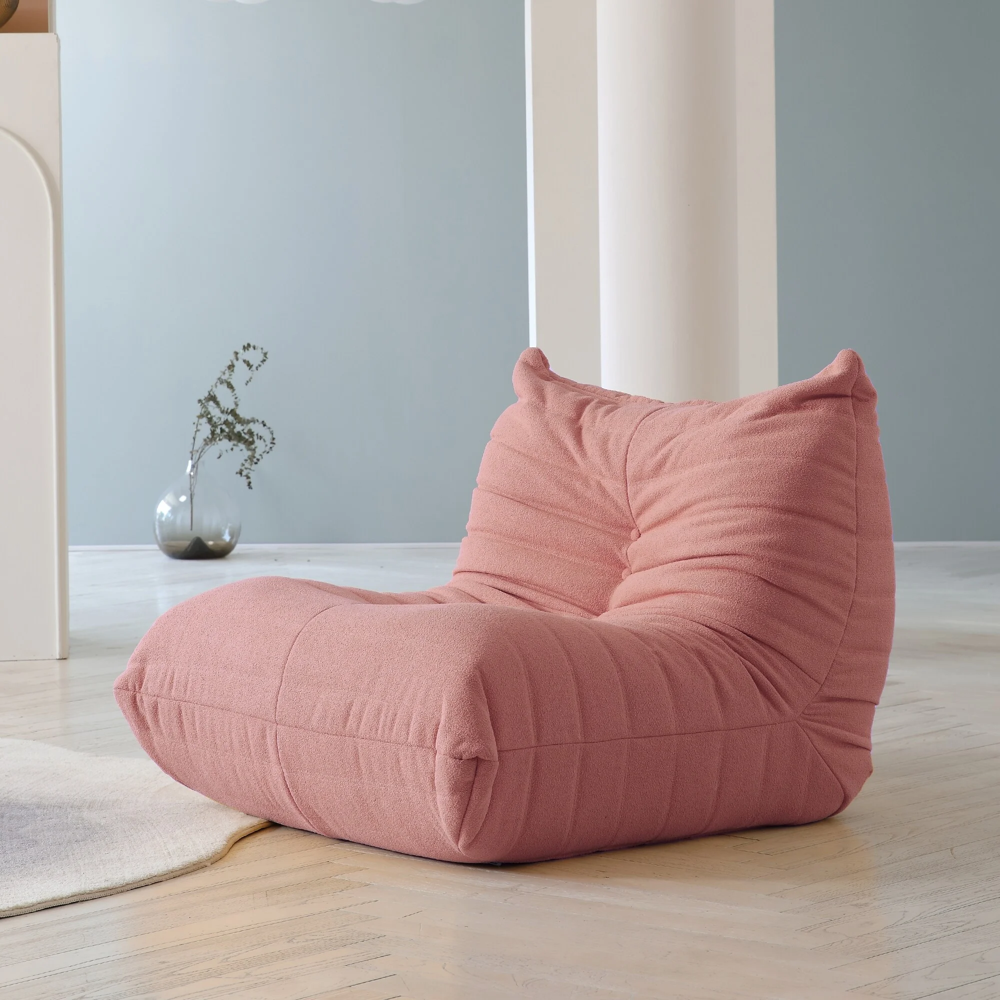 Magic Home Comfy Lazy Floor Sofa Couch,Teddy Velvet Bean Bag Chairs for Living Room Bedroom Office Salon 3 Seats - Radiant Selections