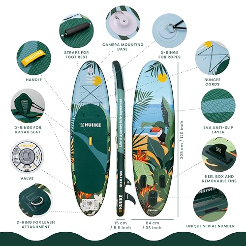 Inflatable Paddle Board for Adults with Accessories Included, Oar, Fins, Pump. Stand Up Paddleboard Great Stability and Resistance. 10’ x 33" x 5.9"