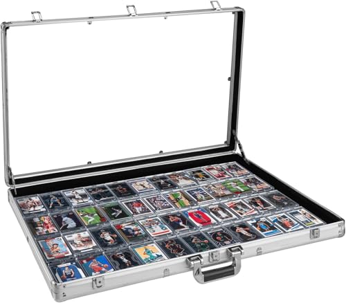 Large Cards Trade Show Display Case, Portable Aluminum Trading and Graded Card Display Frame with Locks