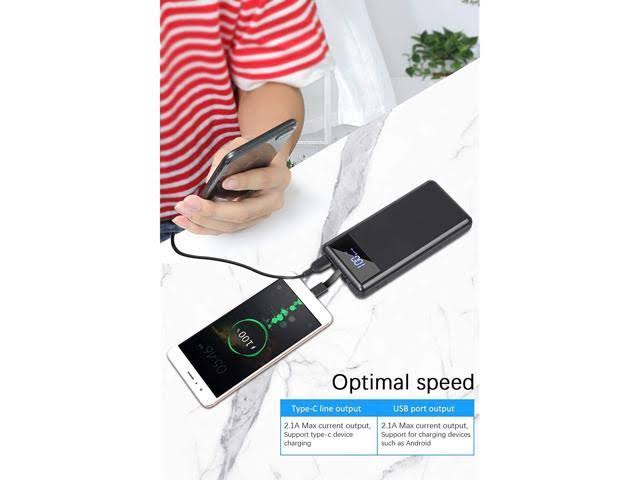 10000mAh Portable Phone Charger,Power Bank Built-in Cable High Capacity 5V 2.1A Quick Charge Compact USB Type C Port External Ba