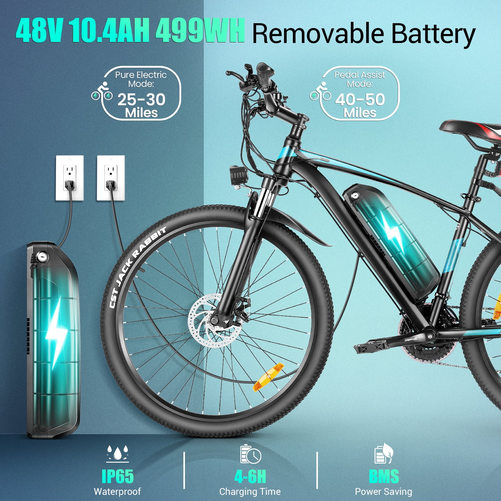 Gocio 27.5" Electric Bike for Adults 500W Ebike 19MPH Adult Electric Bicycles Electric Commuter Bike with 48V 10.4AH Removable Battery Shimano 21