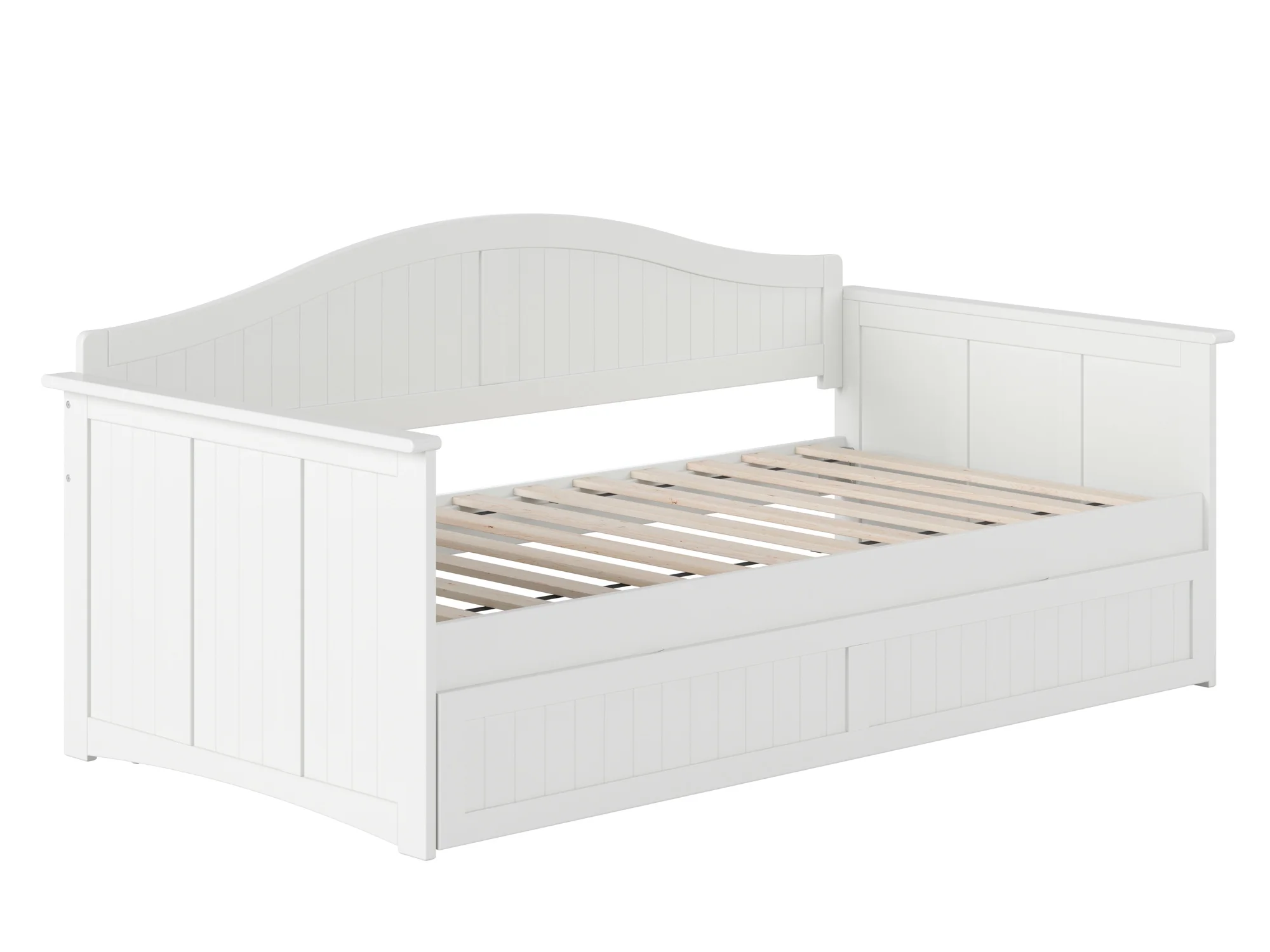 AFI Nantucket Wood Twin Size Daybed Frame with Twin Trundle White