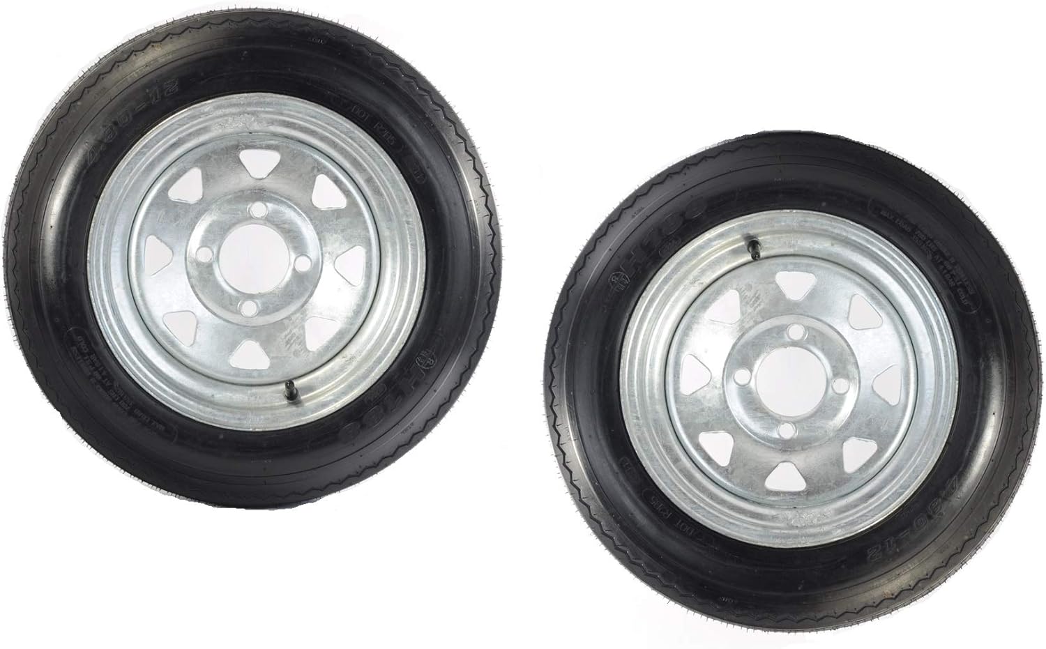 2-Pk Trailer Tire Rim 4.80-12 12 in. Load C 4 Lug Galvanized Spoke Wheel