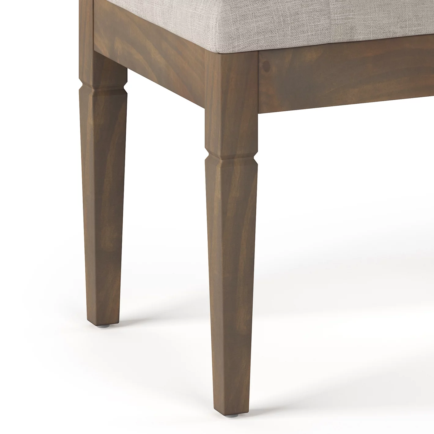 Simpli Home Waverly 28" Wd. Small Tufted Ottoman Bench in Natural Linen Look Fabric