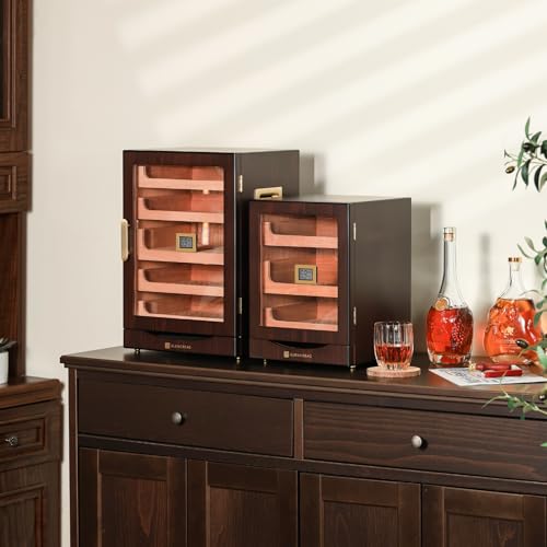 Cigar Humidor Cabinet with Automatic LED Light, Extra Large Size for 250 Cigars, Spanish Cedar Lining, Tight-Seal Magnetic Door