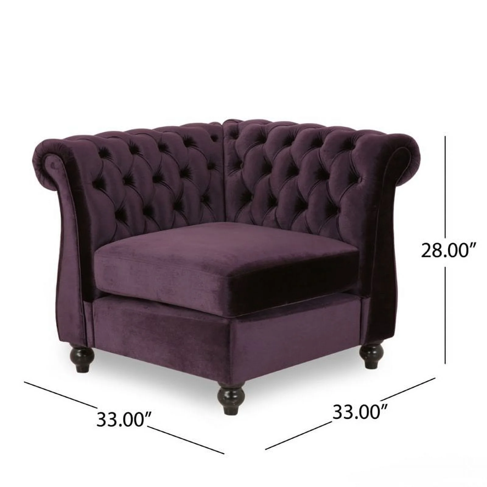 Pemberly Row 7 Seat Velvet Tufted Chesterfield Sectional in Blackberry