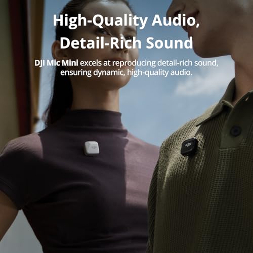 DJI Mic Mini (2 TX + 1 RX + Charging Case), Wireless Microphone for iPhone/Camera/Android, Ultralight, Detail-Rich Audio, 48h Use, Noise Cancelling