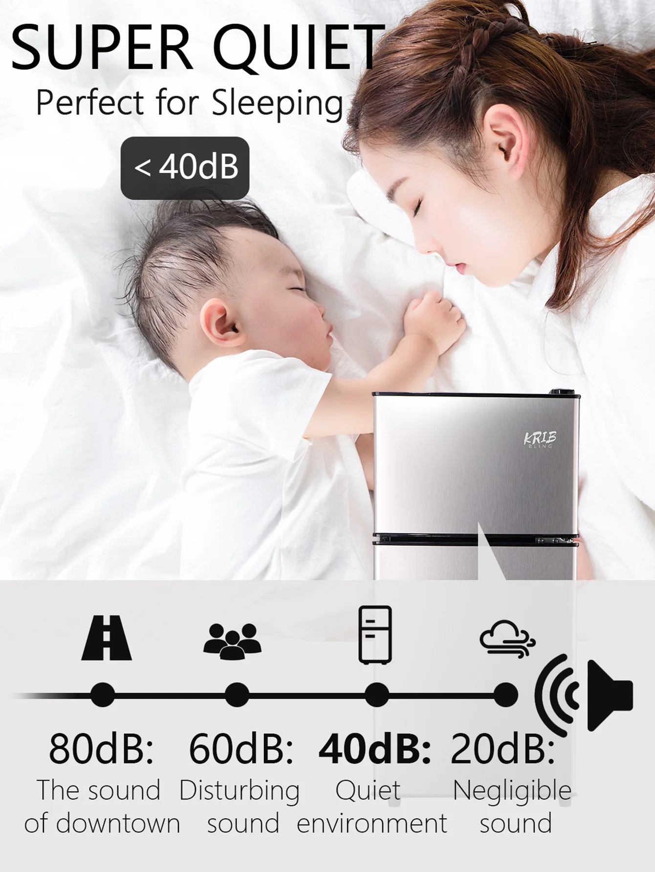 KRIB BLING 3.5 Cu.ft Mini Fridge with 7 Level Thermostat, Compact Refrigerator with Freezer on Top, Ideal for Dorm, Office, Black
