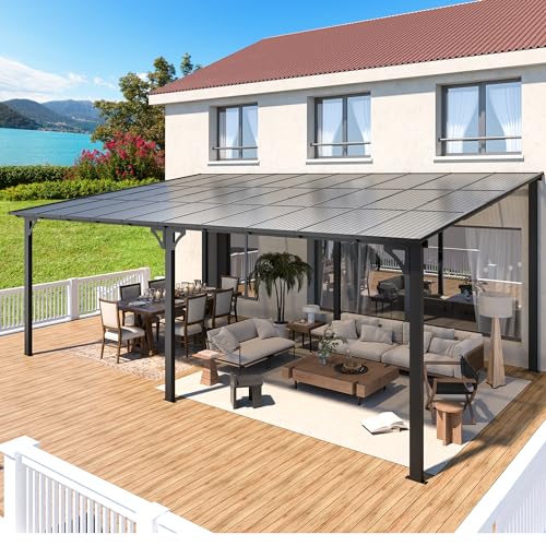AECOJOY 10&rsquo; x 10&rsquo; Gazebo, Wall Mounted Gazebos Pergola on Clearance, Outdoor Patio Lean to Gazebo Awnings for Deck, Porch