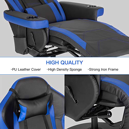Modern-Depo Gaming Recliner Chair with Speakers, Massage, High Back, Cupholder, Headrest, Lumbar Support