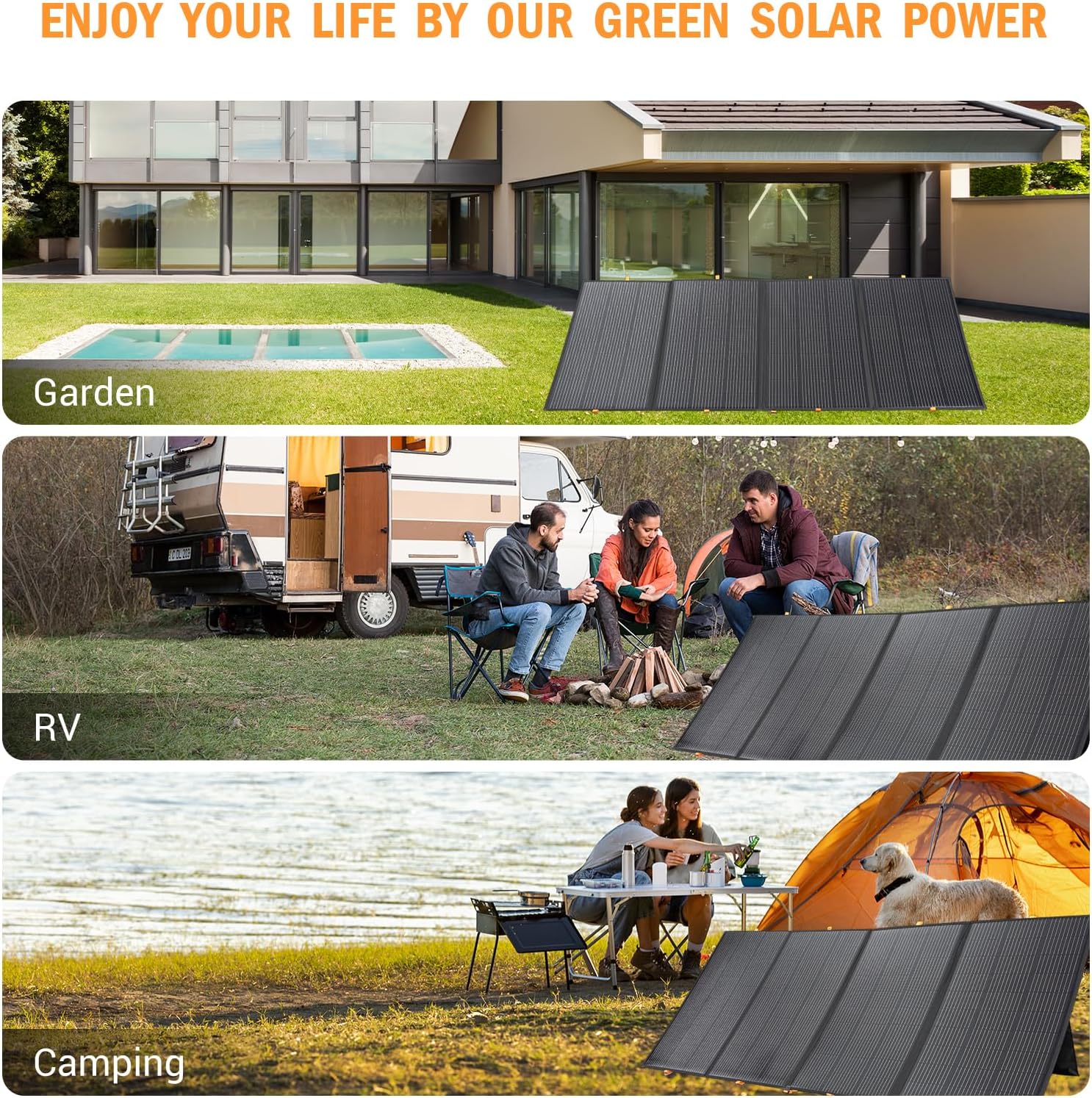 400W Portable Solar Panel,Foldable Solar Panel Power Backup,36V Output Solar Charger for Power Station Off Grid Outdoor Activities, RV, Marine