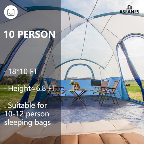 ASFANES 2-12 Person Tents for Camping Waterproof, Backpack Double Layer Camping Tents, Perfect Picnics, Fishing and Backyard Camping