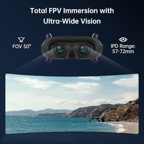 CADDXFPV Walksnail Avatar HD FPV Goggles X – 1080p Ultra-Wide Screen, 50° FOV, Head Tracking, Immersive Flight Experience, HDMI/AV Input