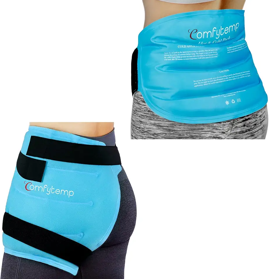 Comfytempp Large Hip Ice Pack Wrap for Hip Replacement, Fracture, Hip Pain Relief & Large Ice Packs for Back Pain Relief Bundles, FSA HSA Eligiable