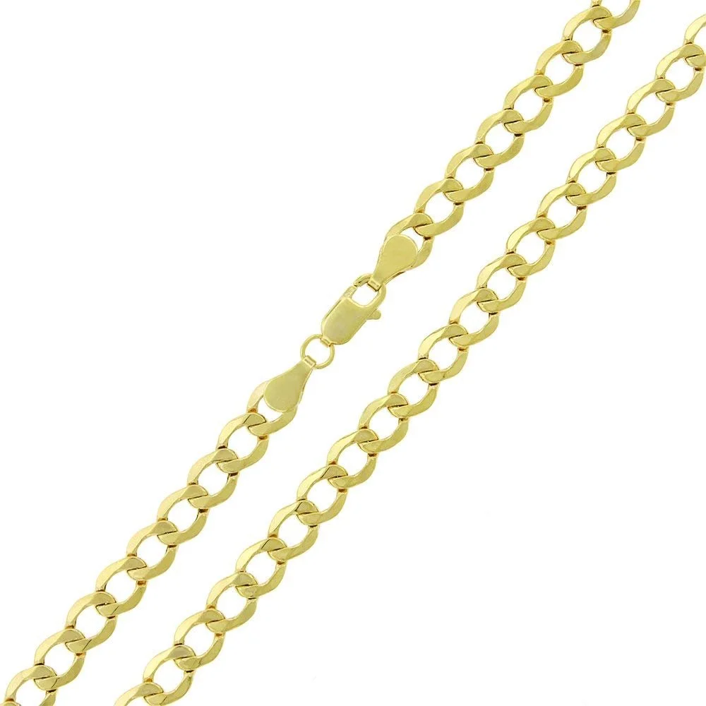 10K Yellow Gold 5.5mm Hollow Cuban Chain, FREE Microfiber Cloth, Curb Link Mens Womens Necklace, Giorgio Bergamo