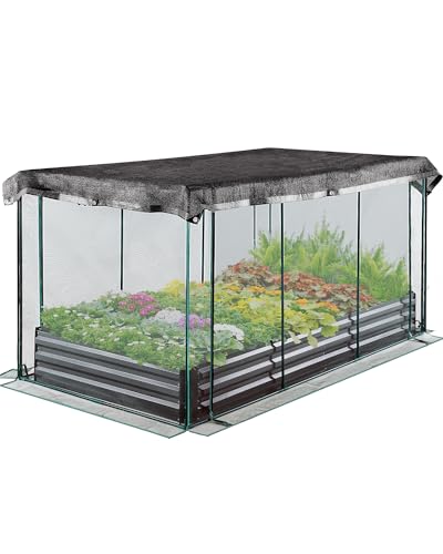 Quictent Galvanized Raised Garden Bed with Crop Cage Plant Protection Net Tent and Shade Cloth Kit Metal Planter Box Bottomless Planting Vegetables