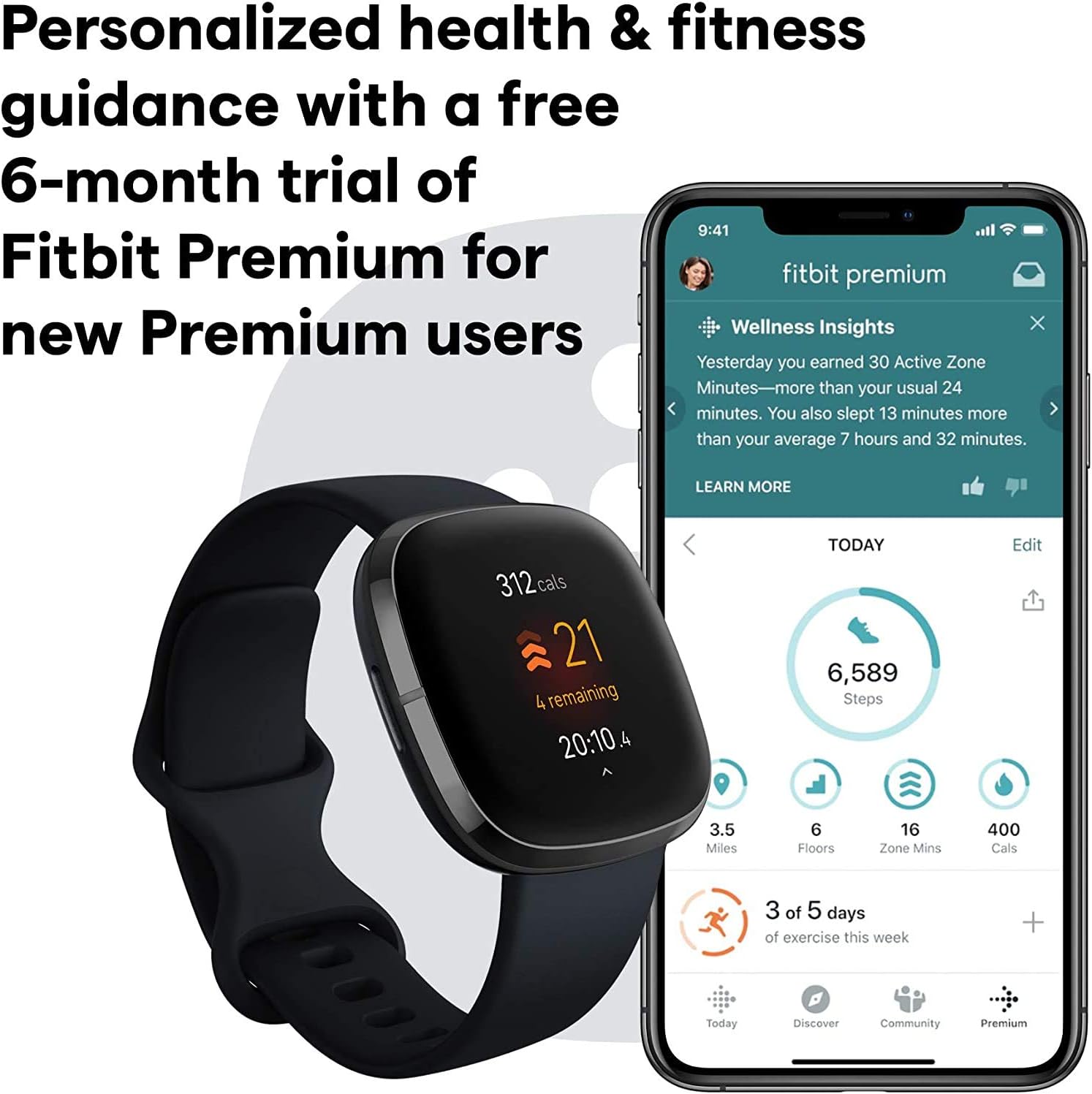 Fitbit Sense Health & Fitness Smartwatch W/GPS, Bluetooth Call/Text, Heart Rate SpO2, ECG, Skin Temperature & Stress Sensing (S & L Bands