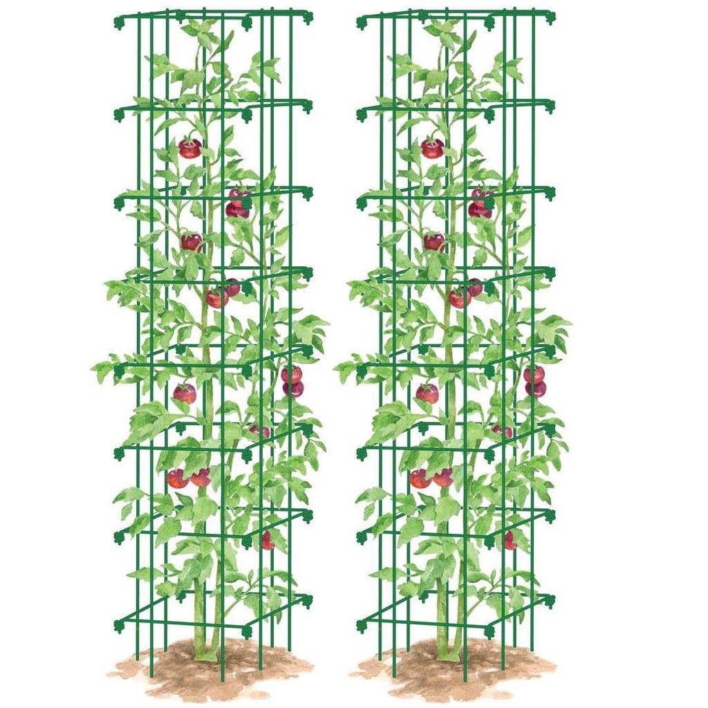 Gardener&s Supply Company Square Heavy Gauge Extra Tall Tomato Cage, Set of 2, Green