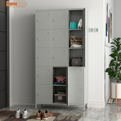 6 Door Metal Storage Locker 18 Hooks,Metal Locker for Employees with Lock for School Garage Office Gym Bedroom,Assembly Required