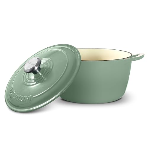 Signature Enameled Cast Iron Dutch Oven, Non-Stick Serving Pot with Tight Fitting Lid for Perfect Roasting, Baking, Sauteing