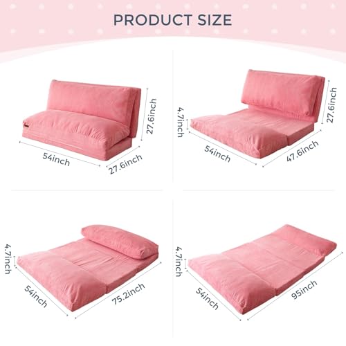 MAXYOYO Bean Bag Bed Folding Sofa Bed Floor Mattress for Adults, Extra Thick and Long Floor Sofa with Corded Washable Cover, Dark Grey, 30x95 Inch